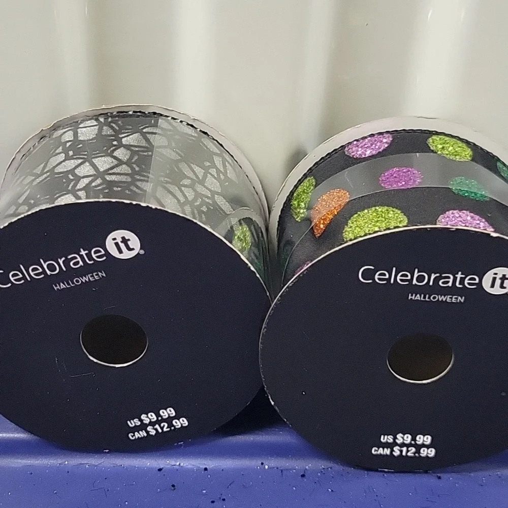 Celebrate It Spiderweb and Glitter Polka Dot Ribbon Set.